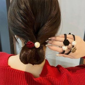 Retro French Rose Hair Ties High Elasticity Pearl Hair Bands Womens Hair Accessories Stylish Hair Bands for Women