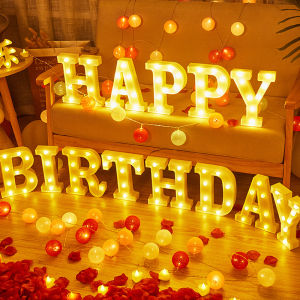 Alphabet A-Z English Letters Festival LED Light Symbol Sign Decor Alphabet Lamp Birthday Anniversary Wedding Party Decoration Table Lamps