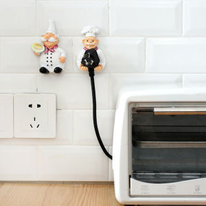 ลายการ์ตูนพ่อครัว ที่แขวนอเนกประสงค์ ที่แขวนปลั๊กพ่อครัว เบ็ด ที่ยึดสายไฟการ์ตูน ลวด การจัด ตัวล็อคสายไฟ ตัวล็อคสายไฟ การ์ตูนสายไฟจัดเก็บแขวนเชฟเสียบตะขอเสียบออแกไนเซอร์ยึด