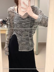 French Vintage Strap Dress Set Hollow out Design Top Two Piece Set for Plump MM Spicy Girl Autumn Fashion Commute Korean Style