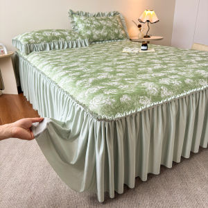 BEIPIN | Cool Ice Dot Mattress Skirt Style Summer Cooling Bedding Set 3pcs