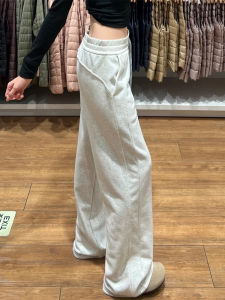 Quần Ống Rộng Thể Thao Màu Trắng Bạc Cho Nữ 2025 Phong Cách Mới Thu Nhỏ Phiên Bản Mỹ Quần Ống Đứng Rộng Rãi