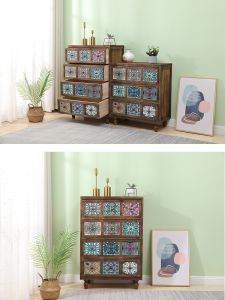 American Retro Multi-Functional Wall-Mounted Storage Cabinet Simple Solid Wood Living Room Multi-Layer Small Cabinet