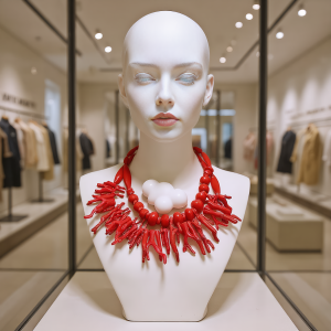 Hot Boho Style Double Layer Wear Resin Coral Necklace Womens Fashion Personality Plant Red Jewelry Necklace