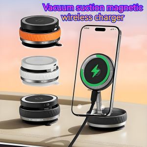 K10 Vacuum Suction Cup Car Magnetic Wireless Charger Foldable 360° Universal Rotating Stand for iPhone Samsung Gym Bath Mirror