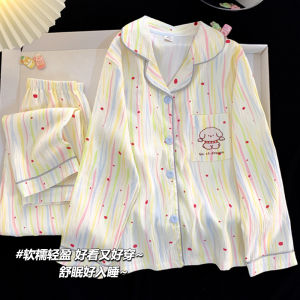 Girls Cotton Pajamas Long Sleeve Long Pants Home Clothes Spring Autumn Comfortable Soft Breathable Sleepwear for Children