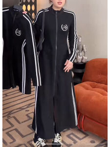 สเว็ตเตอร์คอตั้งมีซิปมีดีไซน์ชุดผู้หญิงไซส์ใหญ่ชุดเดรสเก็บเอวเก็บเอวพรางหุ่นใส่แล้วดูผอมเพรียวสำหรับสาวอวบ