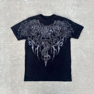 American style new mens summer skull print comfortable soft breathable round neck T-shirt outdoor fashionable high street top