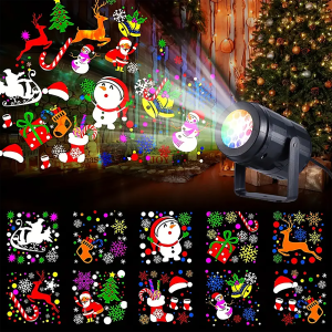 OSIDEN | 1PCS Christmas Projector Lights LED Stage Light 16 Christmas Patterns Atmosphere Light Halloween Holiday Party Carnival Lighting