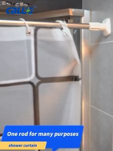 TIMSOT Stainless Steel Adjustable Curtain Rod Drying Rack Cloth Rail Anti-slip Shower Curtain Telescopic Pole