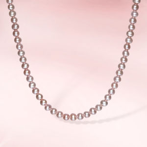 ZHOU LIU FU 周六福 S925 Sterling Silver Natural Purple Freshwater Pearl Necklace 4.5-5.3mm Dainty Pearl Jewelry for Women 40+3CM X0513545