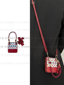 Red Heart Diamond Patterned Flip Phone Case with Lanyard Foldable Screen Huawei Pocket 2 Honor Magic V Crossbody Compatible with Xiaomi Oppo Vivo Samsung