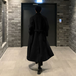 Winter Thickened Long Woolen Coat Mens Casual Korean Style British Fashion Youth Leisure Windbreaker Coat Warm Windproof