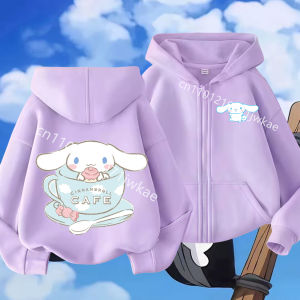 52TOYS | 2026 Fashion Casual Zip Up Hoodie Pure Cinnamoroll Cartoon Printed Autumn Winter Boys and Girls Kidswear Zipeer Hoodie Tops
