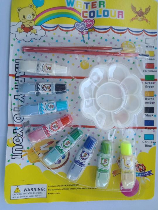สีนำ้พร้อมจานและพู่กัน🎨🖌👩‍🎨 | Lazada Thailand