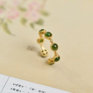 Fashionable Natural Turquoise Ring S925 Sterling Silver Open Ring Womens Bracelet Jewelry Fresh out Ethnic Style Zircon Inlay