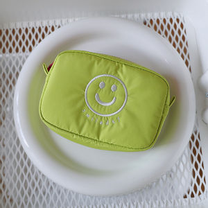 Mini Embroidered Handbag Portable Makeup Bag Womens Data Cable Power Bank Lipstick Storage Bag Style Soft Polyester