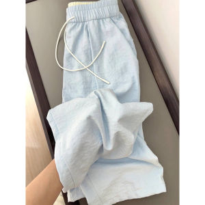 Art Luo Famous Family Air Mountain Casual Trousers for Women High Waist Loose Legs Slightly Wrinkled Feeling Sun Protection