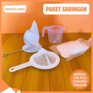 PAKET SARINGAN KAIN THAI TEA ES TEH MINUMAN KEKINIAN | SARINGAN NILON | SARINGAN KAIN | GELAS TAKAR | SARUNG TANGAN PLASTIK | SARINGAN TEH THAI TEA KOPI SUSU KEDELAI