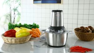Blender daging Chopper Stainless Meat Penggiling Mincer Elektrik Grinder Chopper Press 2L