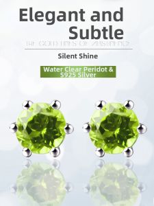 LINGFEI | Elegant Luxe Natural Olivine S925 Silver Stud Earrings