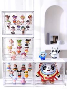 [Original 24 hours delivery]Acrylic Display Case Collections for Action Figures Transparent Stackable Magnetic Storage Organizer Dustproof Box Collapsible Blind box for Clutch Wallet Book Makeup Toy Car Organization and Display