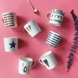 Nordic Hand-Painted Ceramic Coffee Cup Office Milk Coffee Cup Breakfast Cup Gold Star Design Creative Adult Beverage Cup