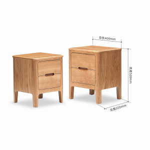 YUANSHI YUANSU | Real Wood Modern Nordic Bedside Table with 2 Drawers