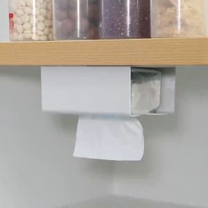 Self Adhesive Kitchen Tissue Box Toilet Paper Dispenser Bathroom Tissue Storage Box with Stickers Bekas Tisu Box 纸巾收纳盒
