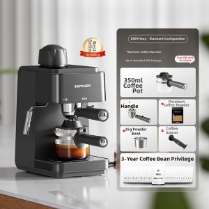 SAPOUDR | Home Small Semi-automatic Espresso Coffee Machine Milk Frother