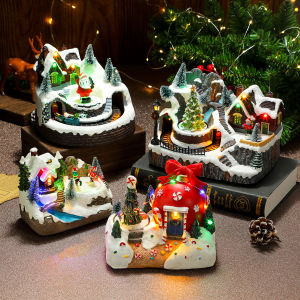 (COD) Christmas Gift Rotating Resin Luminous Music Box Decoration