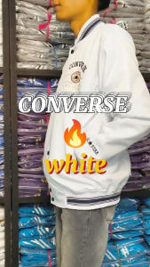 HAPPY Jaket Varsity Windbreaker Pria Wanita Dewasa Full Bordir White Premium