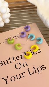 1 Pair Korean Acrylic Resin Circle Earrings Candy Color U-shaped Ear Studs Jewelry For Women Girls