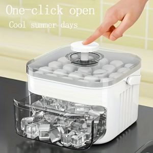 2-Layer Ice Cube Tray with Lid Large Capacity & Space-Saving Perfect for Small Freezers. Easy Make & Store.