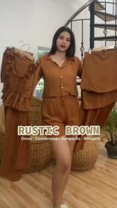 SC Shade of Brown Apricot Crush Challis Dresses Set