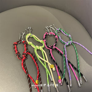 Korean Style Ins Smiley Face Colorful Woven Rope Bag Mobile Phone Case Earphone Cover Keychain Creative Gift