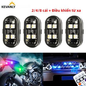 2/4 Đèn LED Không Dây Nhấp Nháy 8 Màu Sạc Trang Trí Xe Hơi Không Khí Ánh Sáng Chống Va Chạm Đèn Cảnh Báo Cho Xe Trang Trí
