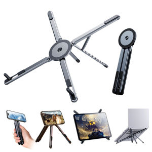 Giá Đỡ Laptop Gấp Gọn Có Giá Đỡ Điện Thoại Từ Tính Chất Liệu Nhôm Di Động Có Tay Cầm Chân Đế Ba Chân Dùng Cho iPad Pro Du Lịch Quay Vlog 4 Trong 1