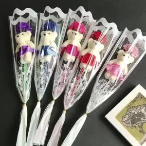 GHVACZS วันวาเลนไทน์ดอกไม้ประดิษฐ์เหตุการณ์ดอกไม้ติดของขวัญดอกไม้หมีเดี่ยวดอกไม้สบู่ดอกกุหลาบสบู่จำลองวันเกิด