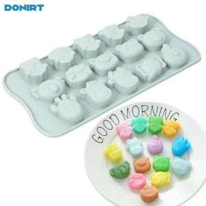 15 Grids Silicone Mold for Baking Cartoon Chocolate Biscuit Mould Animal Ice Cube Tray DIY Cake Decorating Tool Cupcake Topper