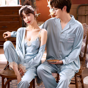 LEZIMENG | Couple Sleepwear Silky Lightweight