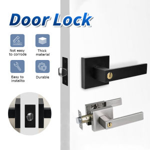 Stainless Steel Door Lock Heavy-Duty Aluminium Alloy Door Lock with Keys Lever Door Knob Handle Lock Main Door Square Door Lock Set for Bedroom