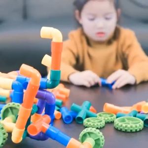 300pcs DIY Interlocking Plastic Tubes Water Pipes Building Blocks Non-Toxic Children's Toys Pipeline Building Blocks