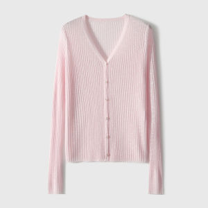 Xiao Han Ge Bamboo Fiber Knitted V-Neck Ice Silk Air Conditioning Sweater Lightweight Sun Protection Open Cardigan ZWD663785MG