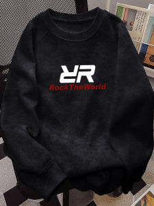 เสื้อฮู้ดผู้ชายสไตล์อเมริกัน ฤดูใบไม้ผลิและฤดูใบไม้ร่วง สวมใส่สบาย แฟชั่นลำลอง เสื้อเชิ้ตคอกลมแขนยาวลายจุด