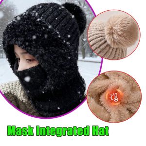 Knitted Ear Protection Fleece Neck Warmer Mask Hat Integrated Cycling Skiing Outdoor Sports Warm Winter Gear Popular Accessories