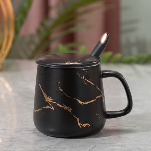 Elegant Coffee Mug with Lid And Spoon High Quality Moving Gift Box Wedding Favor Cup Ceramic Drinkware European Style Adult