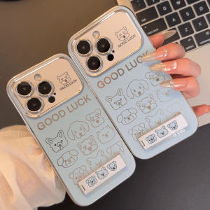 Blue Background Animal Headphone iPhone Case Cute Cartoon Style Protective Cover Silicone Material Shockproof for Other Models
