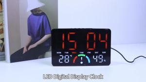 Đồng Hồ LED Kỹ Thuật Số Đa Chức Năng Treo Tường Hiển Thị Nhiệt Độ Kiểu Dáng Hiện Đại Hình Vuông Để Bàn Hiển Thị Tuần Độ Chính Xác Cao