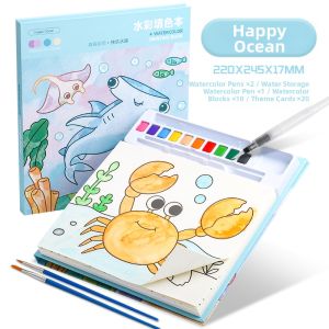 XUEDELE | Childrens Portable Coloring Book with Built-in Paint
